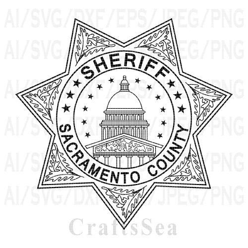 Sacramento County Sheriff Badge SVG Vector File for CNC Laser Engraving, Cricut, Silhouette | Sheriff Badge DXF PNG AI EPS Digital Download